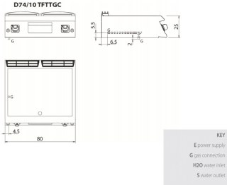 Płyta grillowa gazowa, chromowana,gładka, bez podstawy, 12 kW, Diamante 700, D74/10TFTTGC, Olis