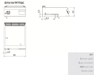 Płyta grillowa gazowa, chromowana, gładka, bez podstawy, 9 kW, Diamate 700, D73/10TFTTGC, Olis