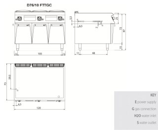 Płyta grillowa gazowa, chromowana, gładka, na podstawie, 19,5 kW Diamante 700, D76/10FTTGC, Olis