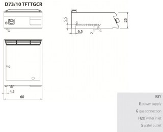 Płyta grillowa gazowa, chromowana, ryflowana, bez podstawy, 9 kW, Diamante 700, D73/10TFTTGCR, Olis