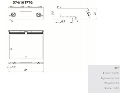 Płyta grillowa gazowa gładka, bez podstawy, 12 kW, Diamante 700, D74/10TFTG, Olis