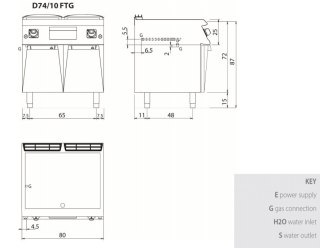 Płyta grillowa gazowa, gładka, na podstawie, 12 kW, Diamante 700, D74/10FTG, Olis