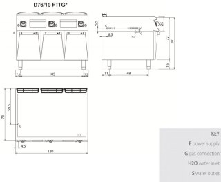 Płyta grillowa gazowa, gładka, na podstawie, 19,5 kW, Diamante 700, D76/10FTTG, Olis