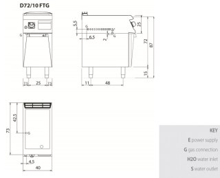 Płyta grillowa gazowa, gładka, na podstawie, 6 kW, Diamante 700, D72/10FTG, Olis