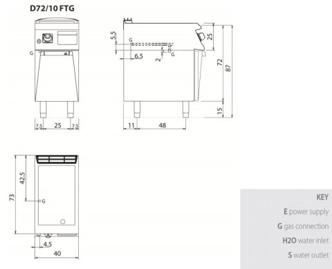 Płyta grillowa gazowa, gładka, na podstawie, 6 kW, Diamante 700, D72/10FTG, Olis