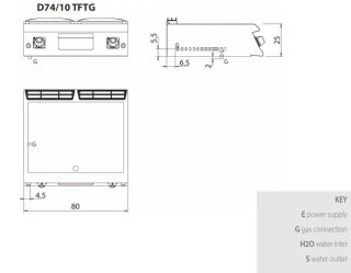 Płyta grillowa gazowa ryflowana, bez podstawy, 12 kW, Diamante 700, D74/10TFTGR, Olis