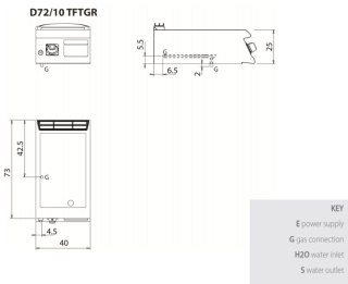 Płyta grillowa gazowa ryflowana, bez podstawy, 6 kW, Diamante 700, D72/10TFTGR, Olis