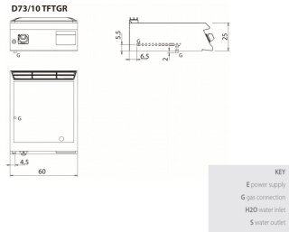 Płyta grillowa gazowa ryflowana, bez podstawy, 9 kW, Diamante 700, D73/10TFTGR, Olis