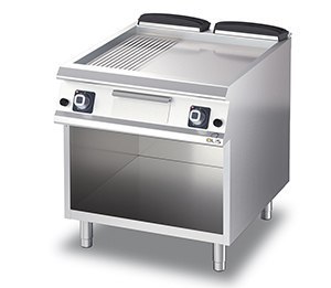 Płyta grillowa gazowa, ze stali nierdzewnej, 1/3 ryflowana, 2/3 gładka, na podstawie, 12 kW, Diamante 700, D74/10FTGA1/3R, Olis