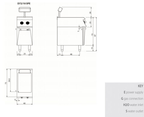 Podgrzewacz elektryczny do frytek, na podstawie, 2 kW, Diamante 700, D72/10SPE, Olis