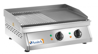 Płyta grillowa elektryczna 1/2 gładka 1/2 ryflowana 6000W | Amitek 6050009