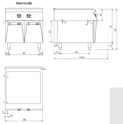 Bemar elektryczny, 5,4 kW, 2x GN1/1 + 2x GN1/3, na podstawie, Diamante 90, Olis