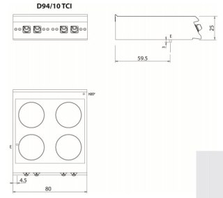 Kuchnia indukcyjna, 20 kW, bez podstawy, 4 pola, Diamante 90, Olis