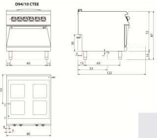 Płyta żeliwna, elektryczna, piekarnik elektryczny, 16+6 kW, Diamante 90, Olis