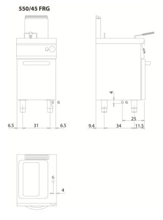 Frytownica gazowa, poj. 10 l, 9,5 kW, Linia 1100, Olis