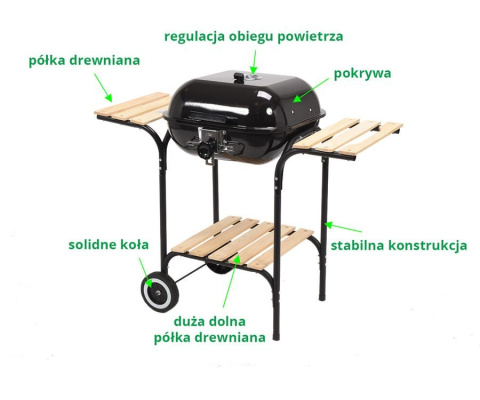 Grill węglowy z regulowanym rusztem | Lund