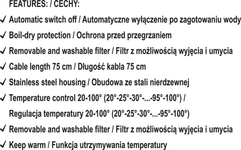 LUND | Czajnik elektryczny LED 1,8l regulacja temp