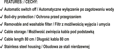 Czajnik elektryczny LED 1,8L, 2200W, 230V | Lund