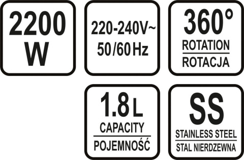 Czajnik elektryczny LED 1,8L, 2200W, 230V | Lund