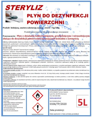 Płyn do dezynfekcji powierzchni Steryliz 5 l