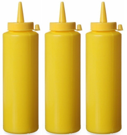 3x Butelka do sosu, ketchupu 0.35L, żółta | Hendi