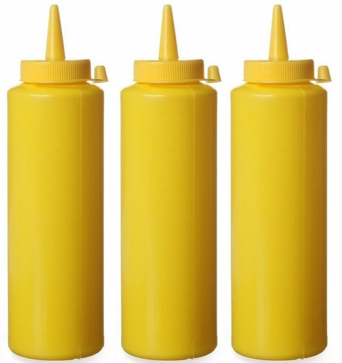3x Butelka do sosu, ketchupu 0.7L, żółta | Hendi