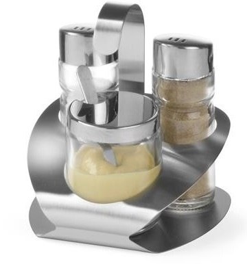 Przyprawnik 3-Częściowy: Sól Pieprz Musztarda Hendi 465332