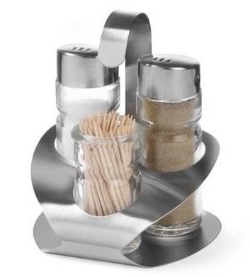 Przyprawnik Gastronomiczny 3-Częściowy Sól Pieprz Wykałaczki Hendi 465325