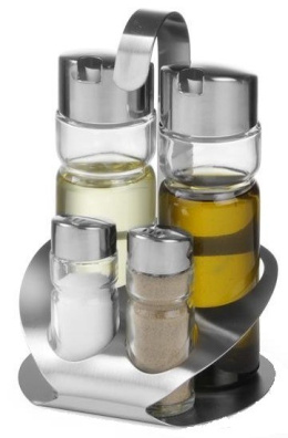 Przyprawnik 4-częściowy: sól, pieprz, ocet, oliwa | Hendi 465356