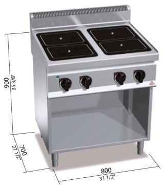 Kuchnia POWER INDUCTION 4-pola grzewcze na podstawie 14 kW/400V,E7P4M/IND Berto's