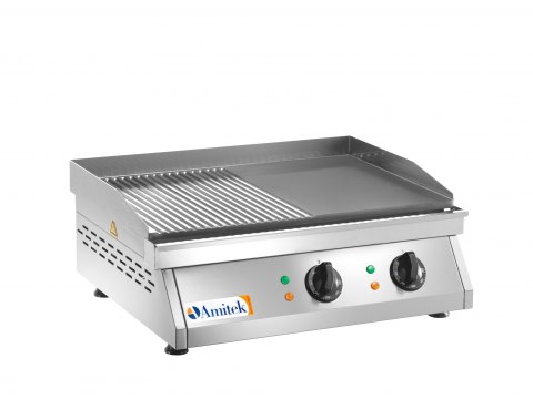 Płyta grillowa elektryczna 1/2 gładka 1/2 ryflowana 6000W | Amitek 6050009