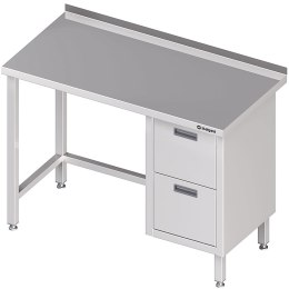 Stół nierdzewny przyścienny z blokiem dwóch szuflad (P) 1100x600 | Stalgast