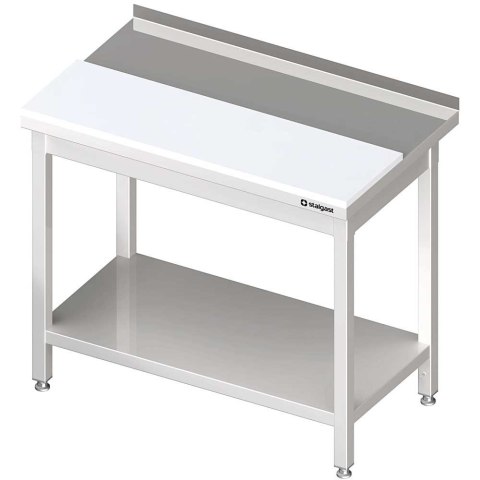 Stół nierdzewny przyścienny z płytą polietylenową i półką 1200x700, skręcany | Stalgast