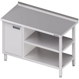Stół nierdzewny przyścienny z szafką (L) 2 półki 1100x600 | Stalgast