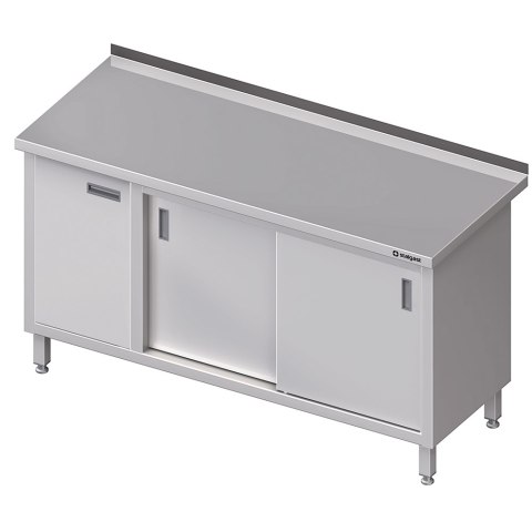 Stół nierdzewny przyścienny z szafką (L) drzwi suwane 1300x600 | Stalgast