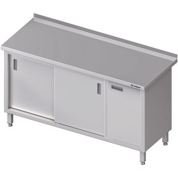 Stół nierdzewny przyścienny z szafką (P) drzwi suwane 1300x600 | Stalgast