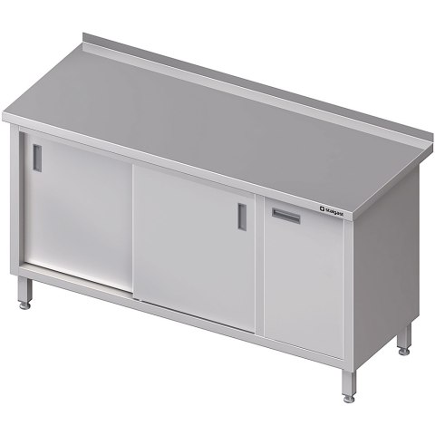 Stół nierdzewny przyścienny z szafką (P) drzwi suwane 1300x600 | Stalgast