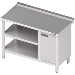 Stół nierdzewny przyścienny z szafką (P) i 2-ma półkami 1100x700 | Stalgast