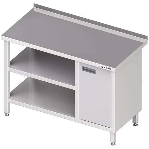 Stół nierdzewny przyścienny z szafką (P) i 2-ma półkami 1900x600 | Stalgast