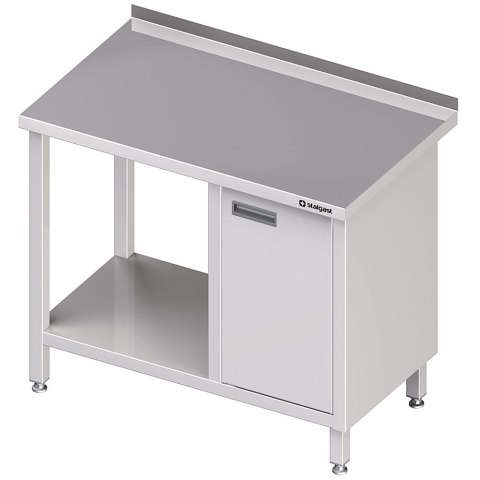 Stół nierdzewny przyścienny z szafką (P) i półką 1300x600 | Stalgast