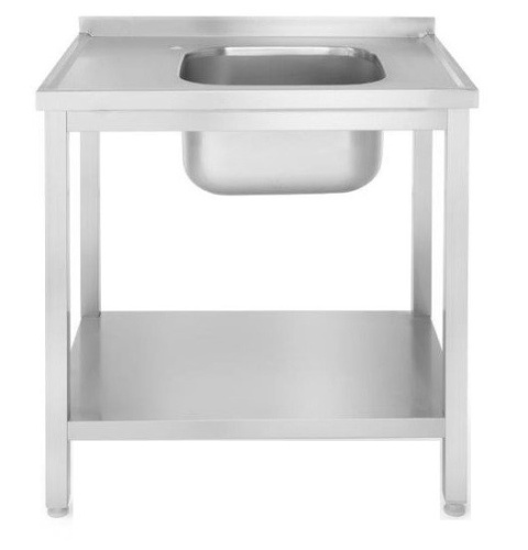 Stół ze zlewem i półką 80x60 (P) | Hendi 811863