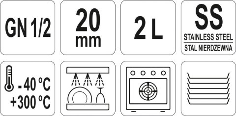 Pojemnik Stalowy Gn 1/2 H=2 Cm Yato Yg-00260