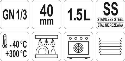 Pojemnik Stalowy Gn 1/3 H=4 Cm Yato Yg-00271