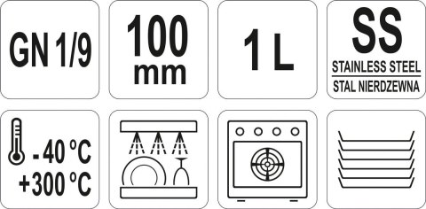 Pojemnik Stalowy Gn 1/9 H=10 Cm Yato Yg-00296
