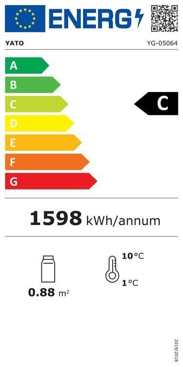 Witryna Chłodnicza Przeszklona 270l 65x65x150 Yato Yg-05064