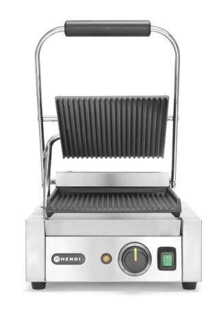 Grill kontaktowy elektryczny ryflowany pojedynczy wymiar 22x23 cm Hendi 263501