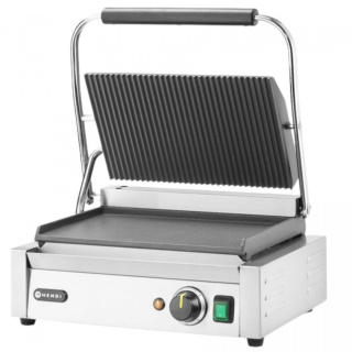 Grill Kontaktowy Elektryczny Panini Dół Gładki Góra Ryflowana 34x23 Hendi 263662