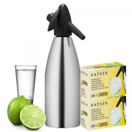 Syfon do wody sodowej INOX 1L + 20 naboi | Kayser 3801PL