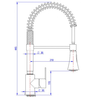 Bateria jednootworowa z prysznicem h=445mm doc-6 gz