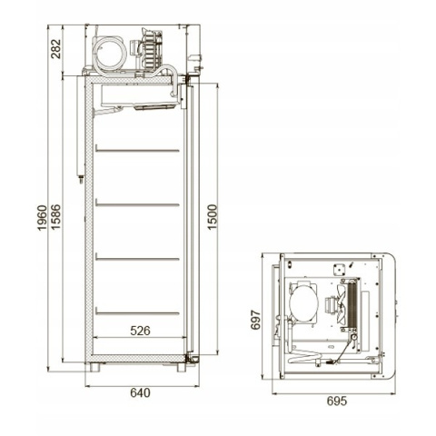 Profesjonalna Szafa Chłodnicza Lodówka 697x695x1960mm 500L Szron CM105-GM